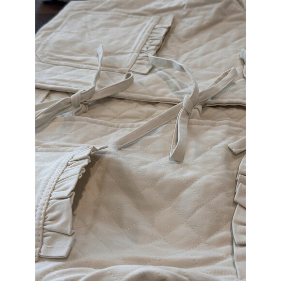 Avec Les Filles Quilted Cotton Tie Front Jacket Women’s M Cream Ruffles Pockets - Picture 5 of 10